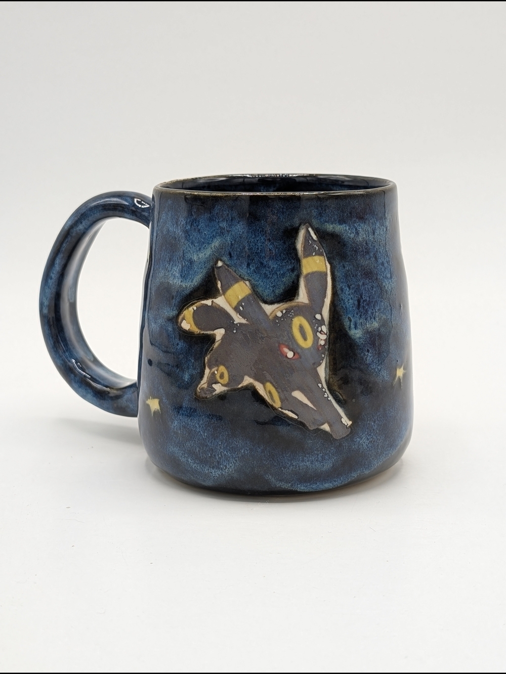 Handmade Dark Blue Ceramic Mug with Umbreon Design Pokemon